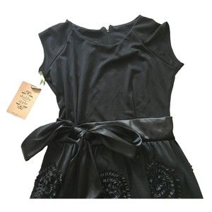 Shabby Apple Retro Boogie Woogie Modest Dress Black Small S Bow Appliqué New